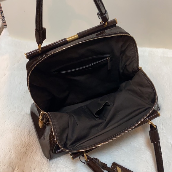 Yves Saint Laurent Majorelle Patent Leather Bag chocolate brown color - Picture 9 of 16